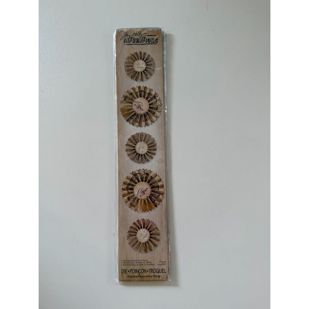 Tim Holtz Alterations Sizzix Strip Die Mini Paper Rosettes Flowers NEW Sealed